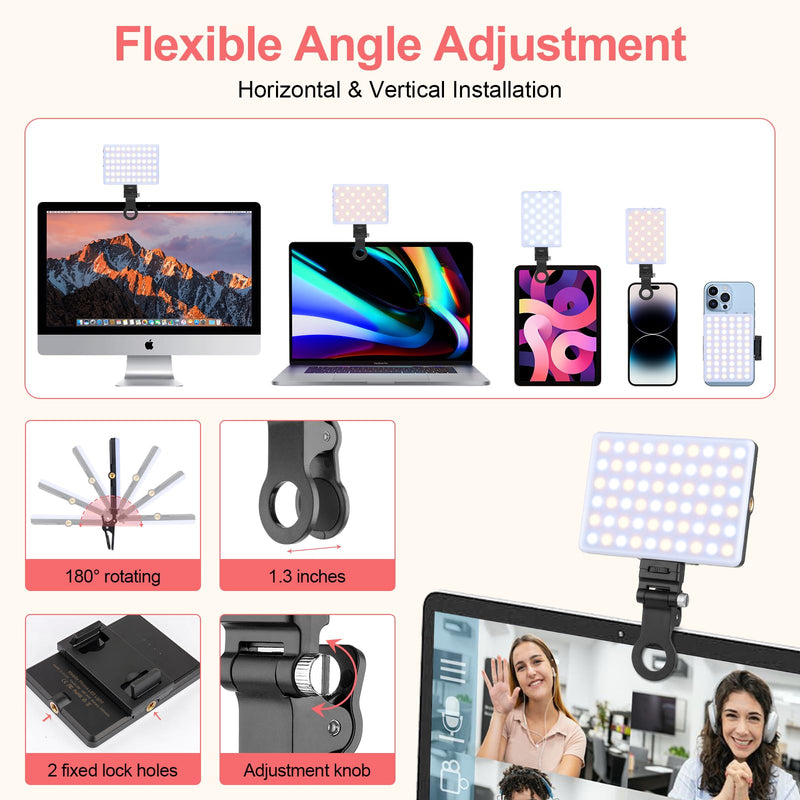 [AUSTRALIA] - XINBAOHONG Rechargeable Clip Fill Video Conference Light, Selfie Light for Phone Android Camera iPad Laptop LED Phone Light for Makeup TikTok Selfie Vlog 