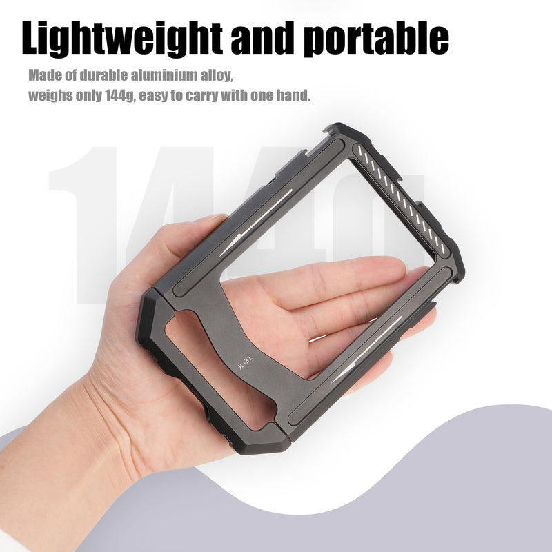 Fotga Aluminum Universal Smartphone Cage Photo Video Stabilizer with Handles Rig for Iphone Samsung Cell Phone Vlog Live Stream Filmmaking,with Cold Shoe Tripod Mount
