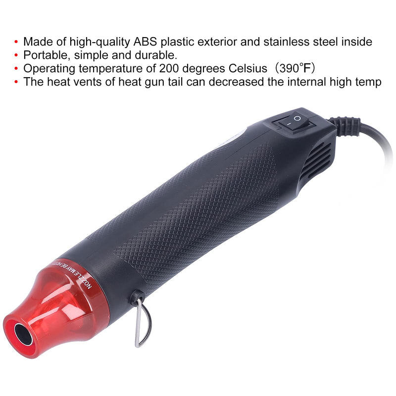 Heat Guns, 300 W ABS Shell 200 °C Hand Hot Air Blower for DIY Heat Shrink Film Embossed Powder Stamp (European Standard 230 V) European standard 230V