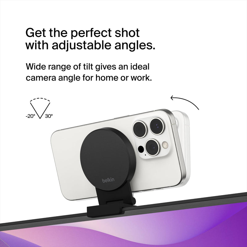 Belkin MagSafe iPhone Mount for Apple TV 4K, Continuity Camera | Turns iPhone into webcam, tvOS support, compatible with MacBook Pro, Air, iPhone 16/15/14/13, Magnetic Gray modern minimalist