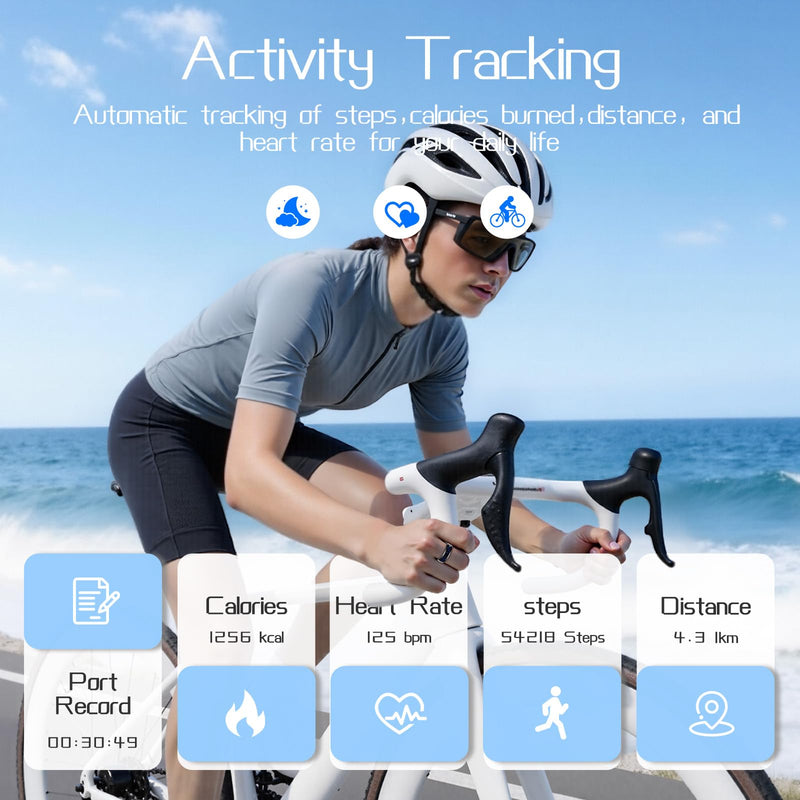 Smart Ring for Women & Men, Fitness & Health Tracker with Display Screen, IP68 Waterproof Smart Rings for Health Monitoring, Fitness Tracker Ring with Call Notification, No App Fe Black 10#