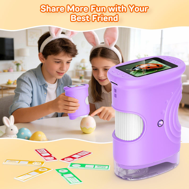 [AUSTRALIA] - 1000X Handheld Digital Microscope for Kids with 2.0" IPS Screen, Easter Gifts Portable STEM Science Lab Toy, Rechargeable Pocket Microscope Educational Gift for Boys & Girls Age 4-6 8-12, Purple Purple 