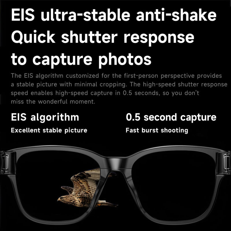 AI Smart Glasses with Camera | 8MP HD Video & Photo Capture, Real-Time Translation, Built-in ChatGPT AI Voice Assistant, Object Recognition