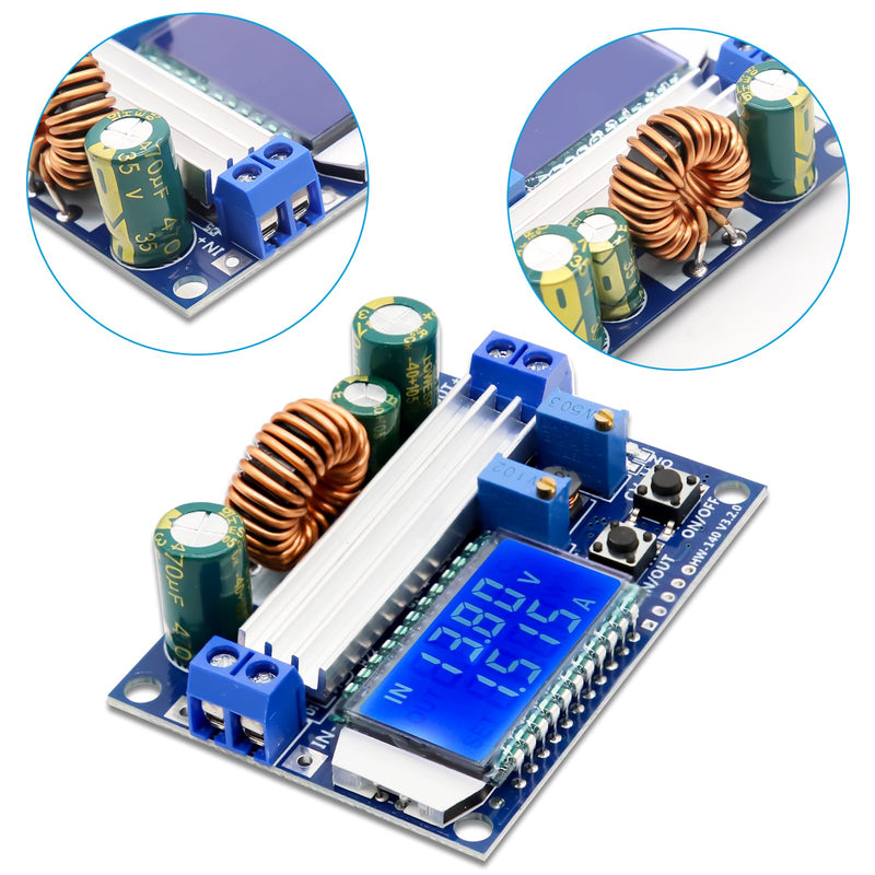 DC-DC Voltage Regulator Binghe 2 Pieces Step Down Converter Buck Boost Converter Buck Converter with LCD Digital Display 5.5-30V to DC 0.5-30V Voltage Regulator Compatible with Arduino
