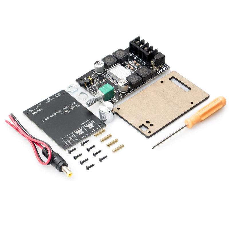 50W+50W Bluetooth 5.0 Amplifier Board,100w Audio Amp Board Dual Channel DC8-24V,Easy Installation and Password Free Connect to Phone Quietly