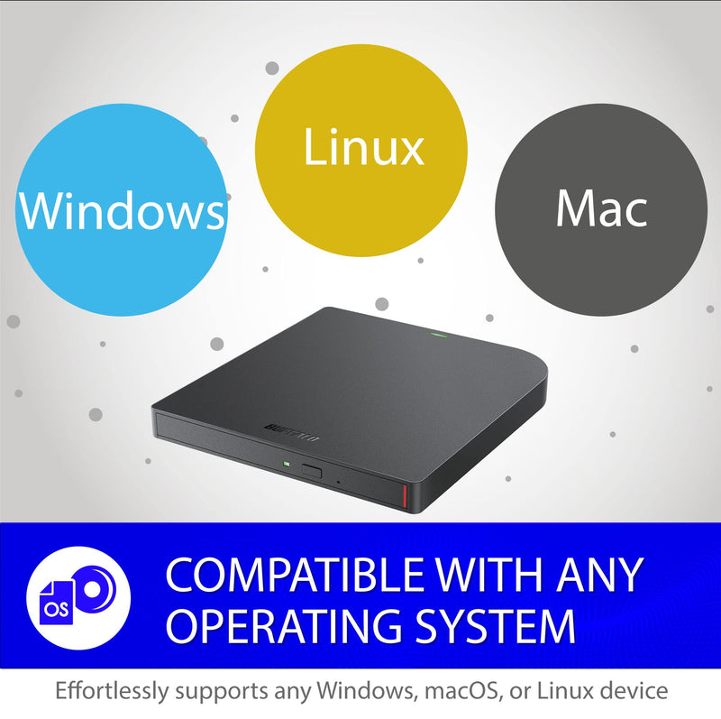 BUFFALO MediaStation 8X Portable DVD Writer with M-DISC Support USB 3.2