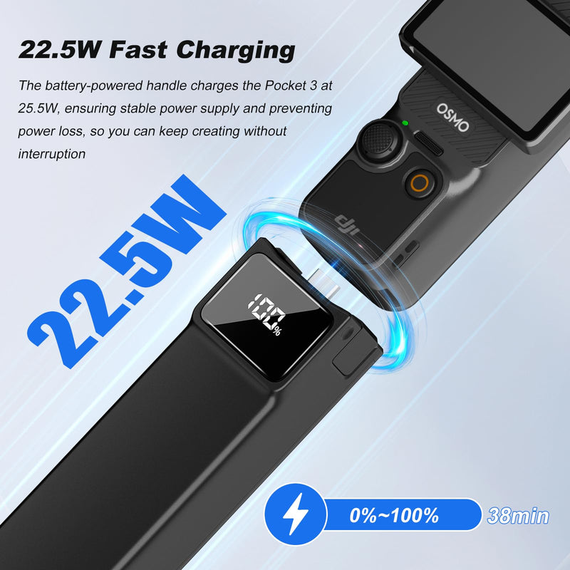[AUSTRALIA] - Soonpho 5000mAh Battery Handle for DJI Osmo Pocket 3,LED Digital Display,22.5W Fast Charging Battery Grip with 1/4" Thread for Vlogging,Travel,YouTube,Live Streaming Set B 