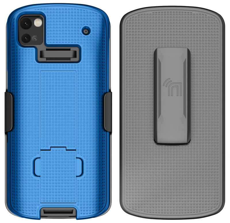 [AUSTRALIA] - Case with Clip for Zebra TC53 TC58 Mobile Computer Scanner, Nakedcellphone Slim Hard Shell Cover with Kickstand and [Rotating/Ratchet] Belt Hip Holster Combo - Cobalt Blue 