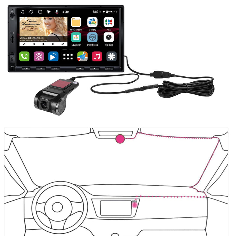 ATOTO AC-44P2 1080P USB DVR On-Dash Camera - Recording Video On Camera End -Compatible with ATOTO A5/ A6PF/S8MS/S8UP Series. Not Compatible with A6PL/A6PP/X10/V10/S8L/S8 GEN4/F7/P5/P8/P9/P10 Series