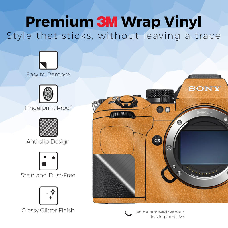 Glossy Glitter Camera Skin Compatible with Sony Alpha 9 III (2024) - Solid Orange - Premium 3M Vinyl Protective Wrap Decal Cover - Easy to Apply | Crafted in the USA by MightySkins Alpha 9 III (2024) Glossy Glitter Finish