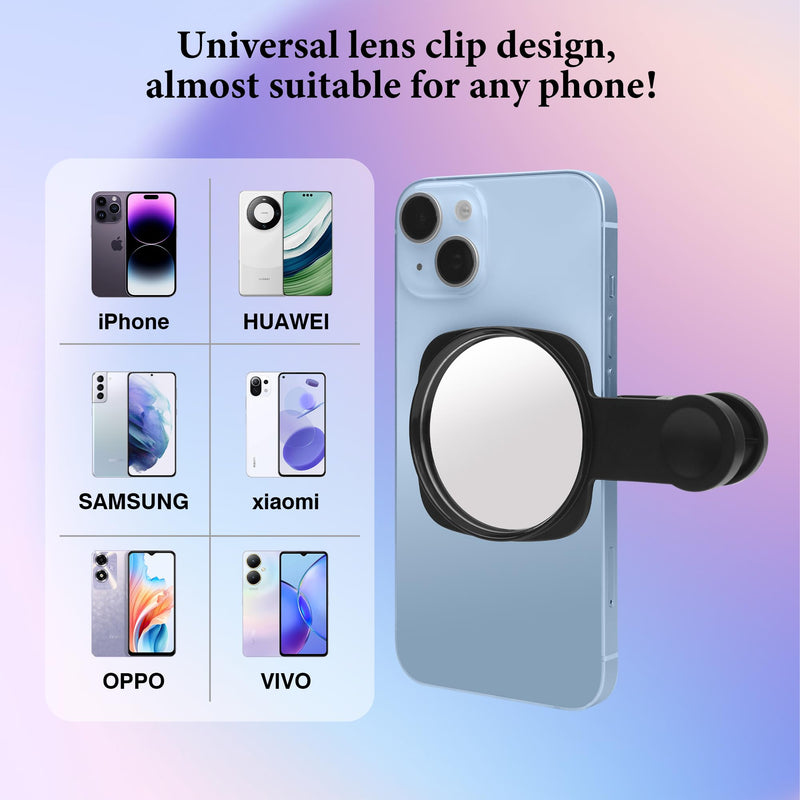 Phone Rear Camera Selfie Mirror - See How You Look in The Back Camera - for High Definition Photos (Black)