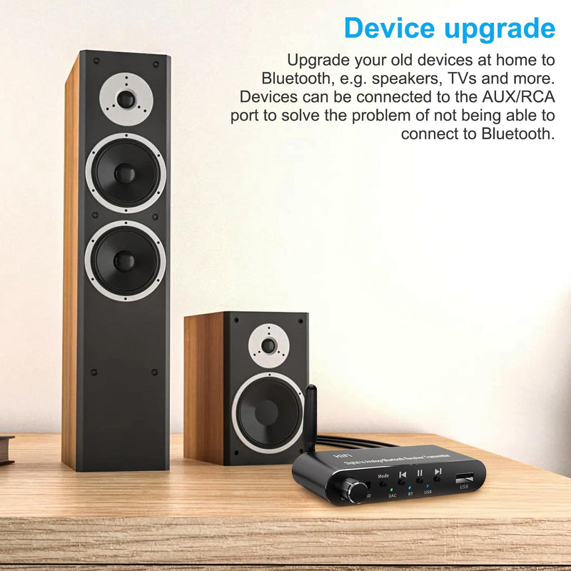 Digital to Analog Audio Converter with Bluetooth 5.1 Receiver，Digital Optical to 3.5 mm DAC Wireless Adaptor, Coax to Analog L/R RCA 3.5 mm for TV, Gaming, CD Player, MP3 Digital to analog-1 Digital to analog Audio Converter with Bluetooth