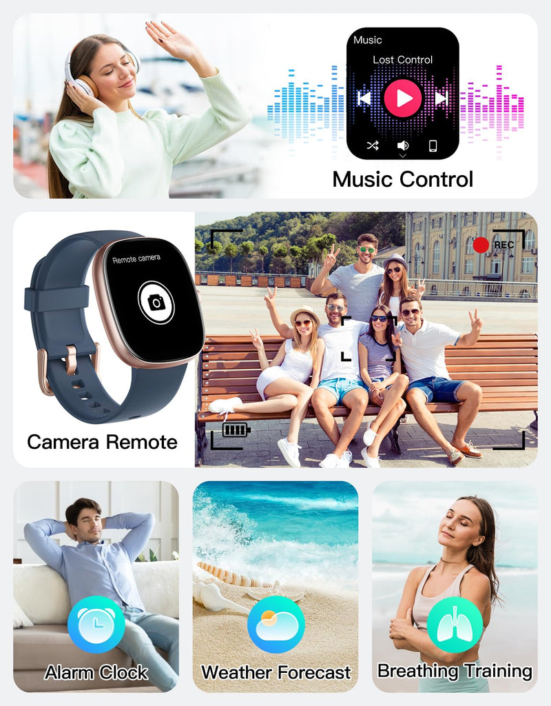 Fitness Tracker with Call Function, 1.85” Fitness Watch for Women and Men, 24/7 Heart Rate & Blood Oxygen Monitor, Sleep Tracker, 100+ Sport Modes, IP68 Waterproof (Blue)