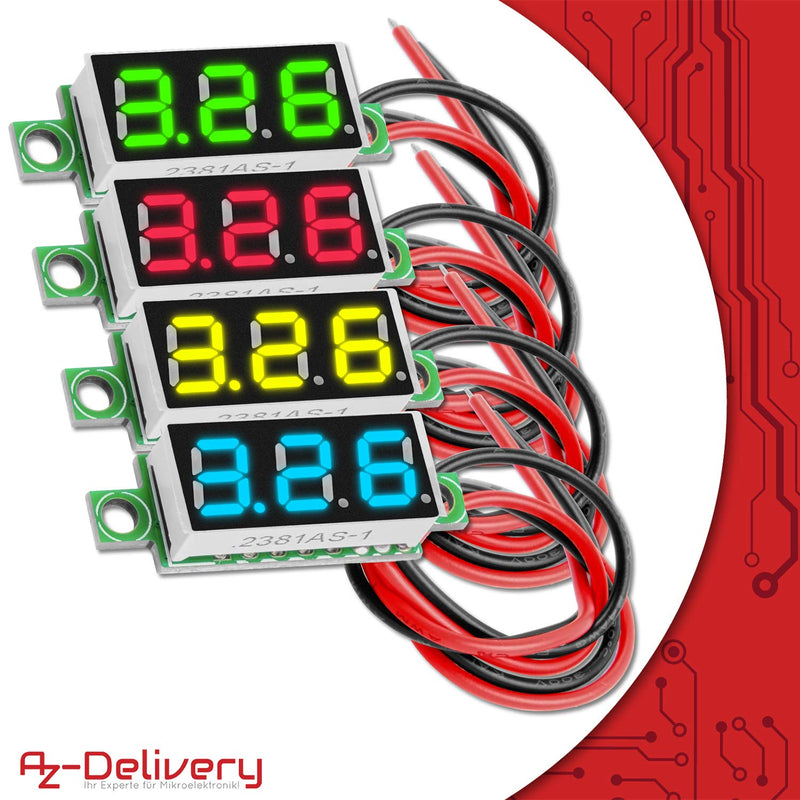 [AUSTRALIA] - AZDelivery Voltmeter 0.28 Inch/0.71 cm Mini Digital with 7 Segment Display 2.5 V - 30 V Parent 3 