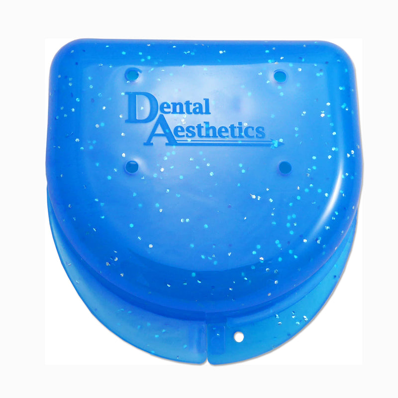 Glitter Gum Shield Case - Mouthguard Box for Ortho Retainers, Sports Dental Appliances, Dentures & More Glitter Blue