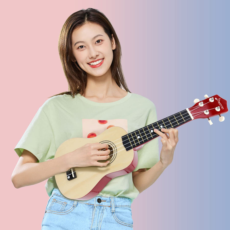 21 inch Soprano Ukulele Basswood Acoustic Mini Guitar for Beginner Starter with Case Strap Tuner Picks Strings Primary Tutorial Black