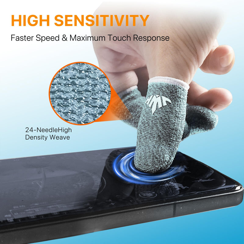 JWH 16 PCS Mobile Gaming Finger Sleeves for Dedales Gamer Profesionales Silver Fiber Thumb Sleeves with Pubg Controller Anti Slip Sweat Proof Finger Gloves (8XBlue+8XGreen+Box+Game Controller) 8XBlue+8XGreen+Box+Game Controller