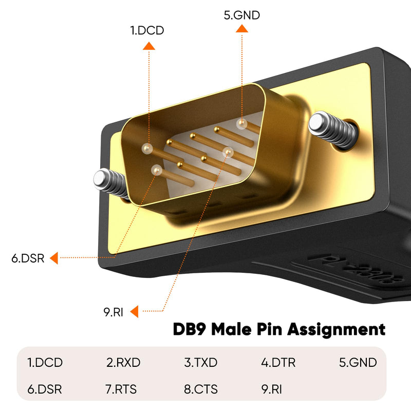 [AUSTRALIA] - CableCreation USB to RS232 Adapter with PL2303 Chip (3-Pack), 3 Feet Gold Plated DB9 Male Serial Converter Cable for Windows 11,10, 8.1, 8,7, Linux, macOS, Black 3.3FT 
