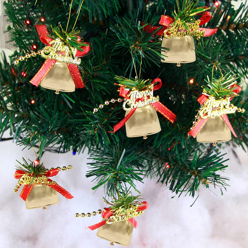 8 Pcs Shiny Gold Small Cow Bells, Loud Grazing Copper Bells Noise Makers, Metal Decorative Bells for Pet Dog Cat Pendants Christmas Tree Crafts 8 Pcs