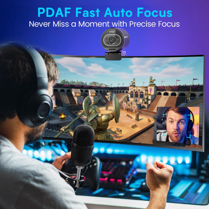 EMEET S600 4K Webcam for Streaming, Sony 1/2.55'' Sensor, PDAF Autofocus | 1080P@60FPS, 2 Noise Reduction Mics, Built-in Privacy Cover, 73° FOV, Streaming Camera for Live Commerce/Gaming/Beauty S600 Sony Sensor PDAF 60FPS