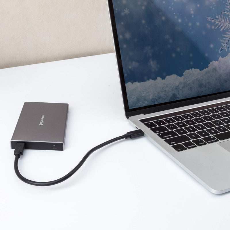 Cable Matters Premium Aluminum 10Gbps Gen 2 USB C Hard Drive Enclosure for 2.5" SSD/HDD with USB-C and USB-A Cables - Thunderbolt 3 Port Compatible & USBC to SATA Adapter