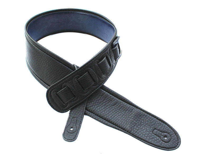 Walker & Williams G-25 Handmade Navy Blue Guitar Strap with Padded Glove Leather Back For Acoustic, Electric, And Bass Guitars