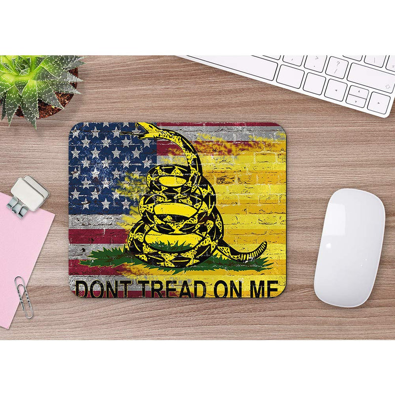 oFloral American Flag Gaming Mouse Pad Dont Tread On Me Letter Yellow Snack Brick Wall Decorative Mousepad Rubber Base Home Decor for Computers Laptop Office Home 7.9X9.5 Inch