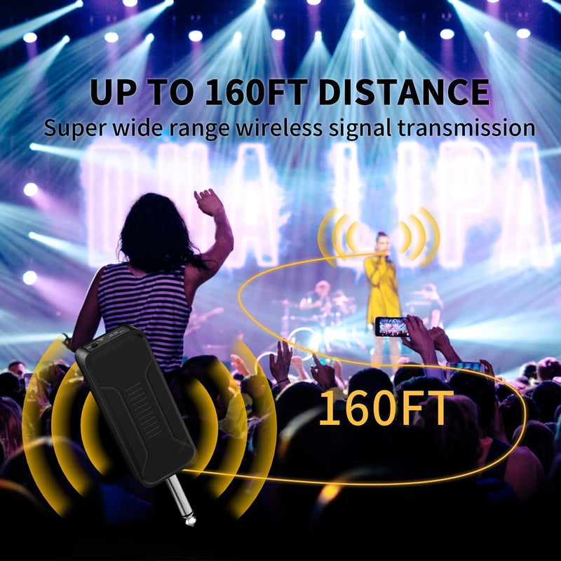 [AUSTRALIA] - Wireless Microphones, Professional UHF Metal Dual Handheld Cordless Dynamic Mic System with Rechargeable Receiver, 1/4" Output, 160ft Range, Auto Connect for Karaoke, Party Singing, Church, Speech, DJ 