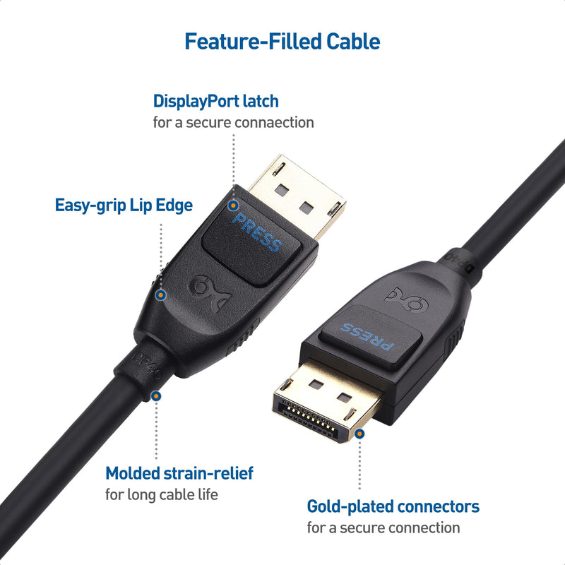 Cable Matters VESA Certified DisplayPort 2.1 Cable 2m/6.6ft, Support 40Gbps DP40 8K 60Hz, 4K 144Hz in Black & Active 8K DisplayPort Repeater, DisplayPort 1.4 Repeater