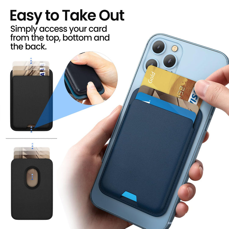 Magnetic Wallet Card Holder Compatible with Apple MagSafe Wallet for iPhone 15 Pro Max/15 Pro/15/15 Plus/iPhone 14 Model Phone, Mag Safe Wallet for iPhone 13 Pro Max/13 Pro/13/13 Mini/12 Series, Jet