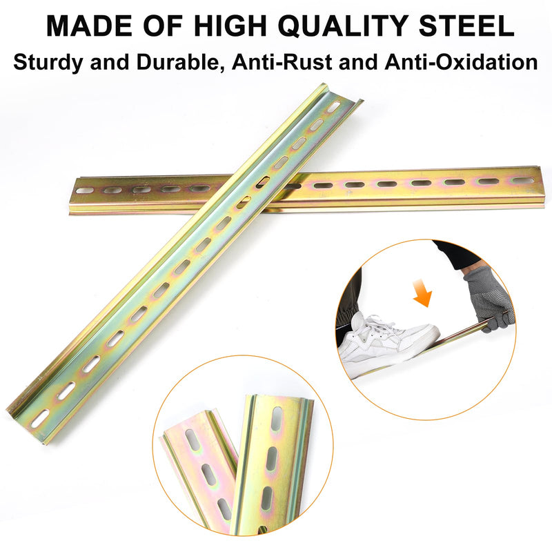 Pack of 8 DIN Rails, 29.5 cm Long, 3.5 cm Wide, DIN Rail, Colour Steel Socket Mounting Rail, Cabinet Hanging Rail for Distribution Cabinet, Control Cabinet Installation (Yellow)