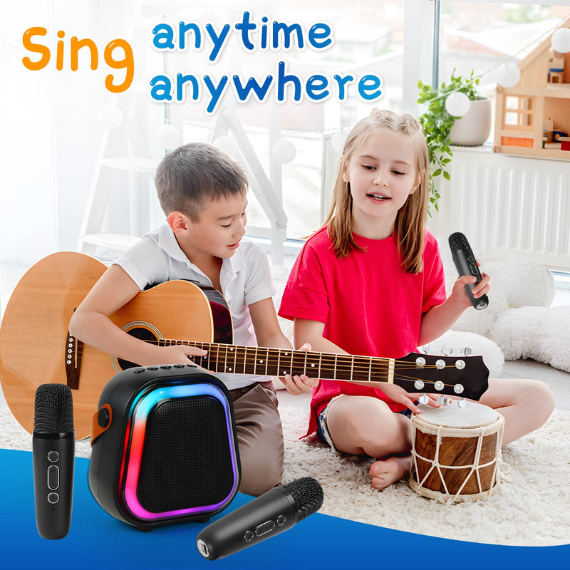 Kids Karaoke Machine for Adults, Portable Bluetooth Mini Karaoke Microphone, Singing Speaker with 2 Wireless Mic and Party Light, Birthday Gifts for Boys Girls, Family Home Party