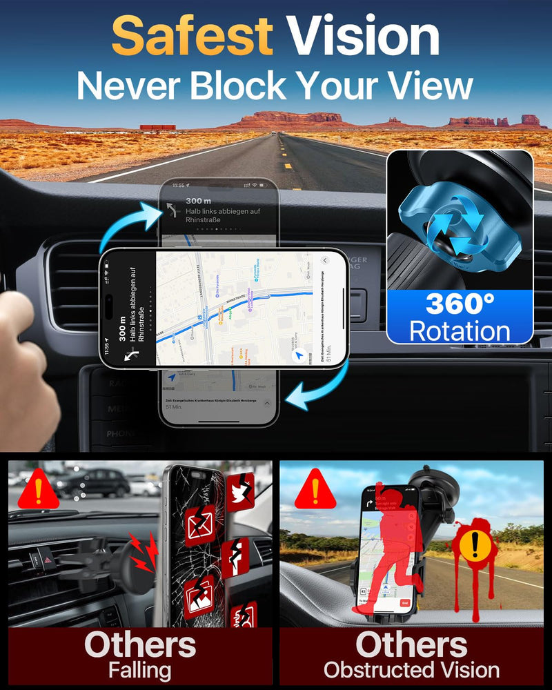 [True Military-Grade] 2026 New Upgraded Magnetic Car Mount Vent for MagSafe | 【Strongest Magnet & Metal Hook】Phone Holder Car for iPhone 17 16 15 14 13 Android【Patent & Safety Certs】, Non-Charging, Black