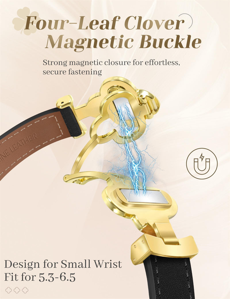 MOINSPIRE Designer Slim Leather Bands for Women Slim Band and 3Pcs 18k Golden Jewelry Set Bundle Compatible with Apple Watch 38mm 40mm 41mm 42mm 44mm 46mm 45mm 49mm for iWatch Series 11/10/9/8/7/6/5/4