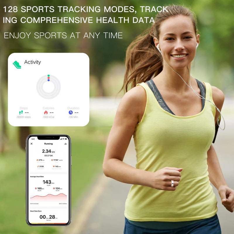 Health Tracker Smart Ring for Men Women-IP68 Waterproof Sleep Tracker with Heart Rate/Blood Pressure/Blood/Physiological Cycle/Oxygen Tracking, Step Counter, iOS & Android Compatible (8#) 8#