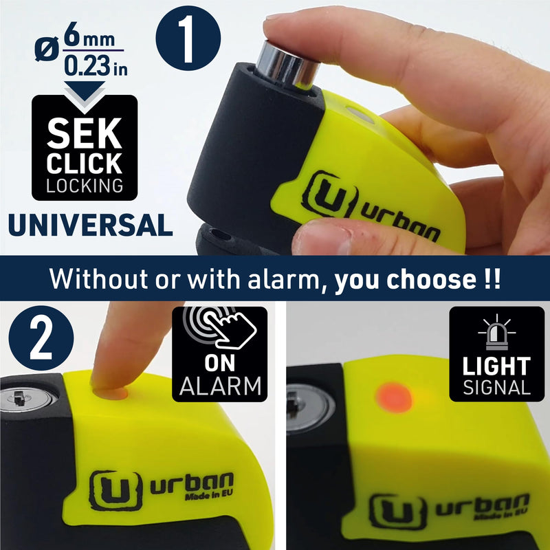 URBAN UR6 Hi-Tech Motorcycle Disc Lock with Smart Alarm | Best Value | 120dB, LED, Warning, A+ Sensitivity, Truly Waterproof, Long-Life CR2 Battery, Carried Locked, Bike Anti Theft Wheel Brake Locks Other
