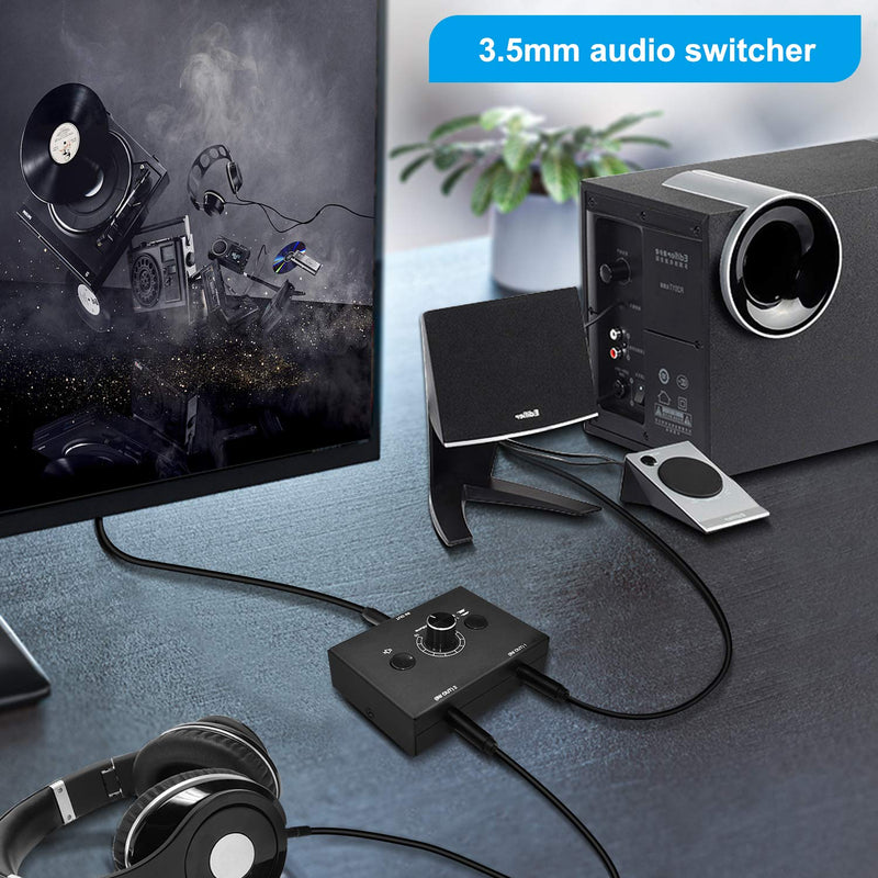 [AUSTRALIA] - Audio selector 3.5mm Audio Switch Audio Switcher, Passive Speaker Headphone Manual Selector Splitter Box Audio Sharing (2-IN-1-OUT/1-IN-2-OUT) 