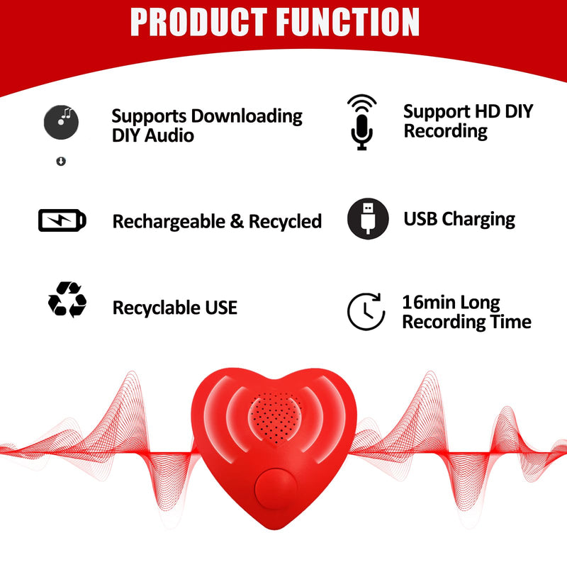 [AUSTRALIA] - Voice Recorder, 16min USB Downloadable & Recordable Sound Chips Module for Stuffed Animals,Personal Voice Message for Mother's Day Christmas Plush Toy & DIY Creative Gifts for Boys, Girls (Red) XIN09-Download & Record 
