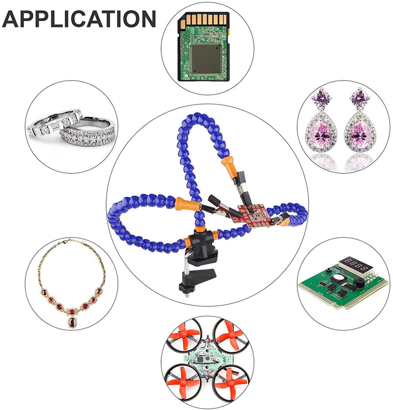 Flexible Helping Hands Soldering, Third Hand Soldering Station, Simple Design for Easy Operation (Three Flexible Arms, 5cm Adjustable Clamp Clip)