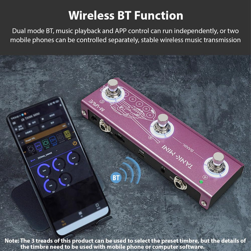 Multi Effects Guitar Pedal 21 Built-in Presets Comprehensive Effect Modules BT Accompaniment True Bypass Noise Reduction/Boost/Compression Effect Portable Electric Guitar Effect Pedal