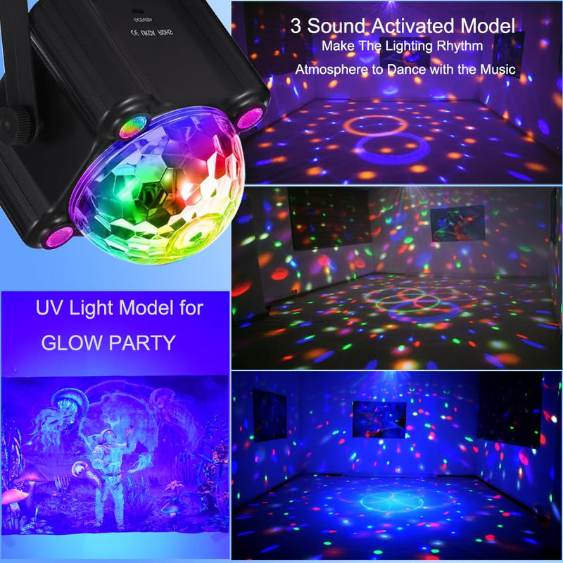 [AUSTRALIA] - Disco Ball Party Lights, Disco Ball Decor Disco Light Sound Activated with Remote Control Dj Lights for Outdoors and Indoors Home Club Karaoke Christmas Halloween Birthday Wedding Decorations. 