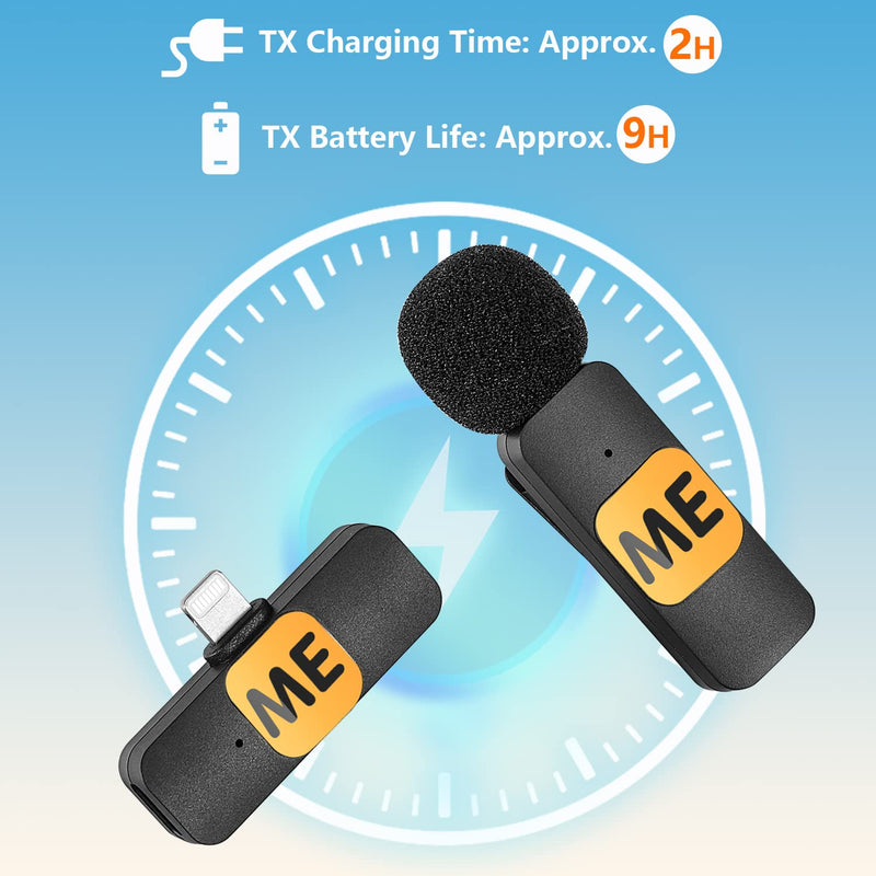 Wireless Lavalier Microphone for iPhone iPad Plug Play Lightning Microphones Mini Noise Cancellation Cordless Clip on Lapel Mic for Video Recording Interview Vlogging YouTube Live Streaming ME MIC-S2