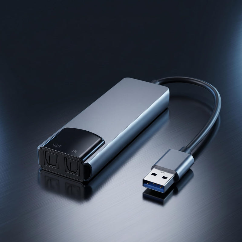 7.1 USB Surround Sound Card 5.1 External Sound Card with Optical SPDIF Input Output Audio Adapter Noise Reduction Aluminum for PC Laptop CM6206 Chip