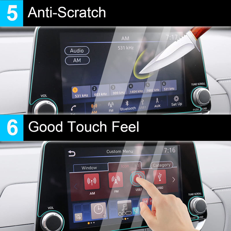 TTCR-II Navigation Display Screen Protector For Nissan Altima 2019-2021 and For Sentra 2020-2021, Console Touchscreen Protector With 8-Inch, Tempered Glass Protective Film (For 8" Altima/Sentra) For 8" Altima/Rogue/Sentra