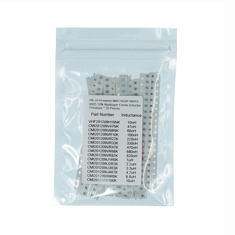 15 Types x 20pcs, Total 300pcs 0805 10% Multilayer Chip Ferrite Inductor 10nH 47nH 68nH 100nH 220nH 330nH 470nH 680nH 820nH 1uH 2.2uH 3.3uH 4.7u H H 6.8uuH 10uH