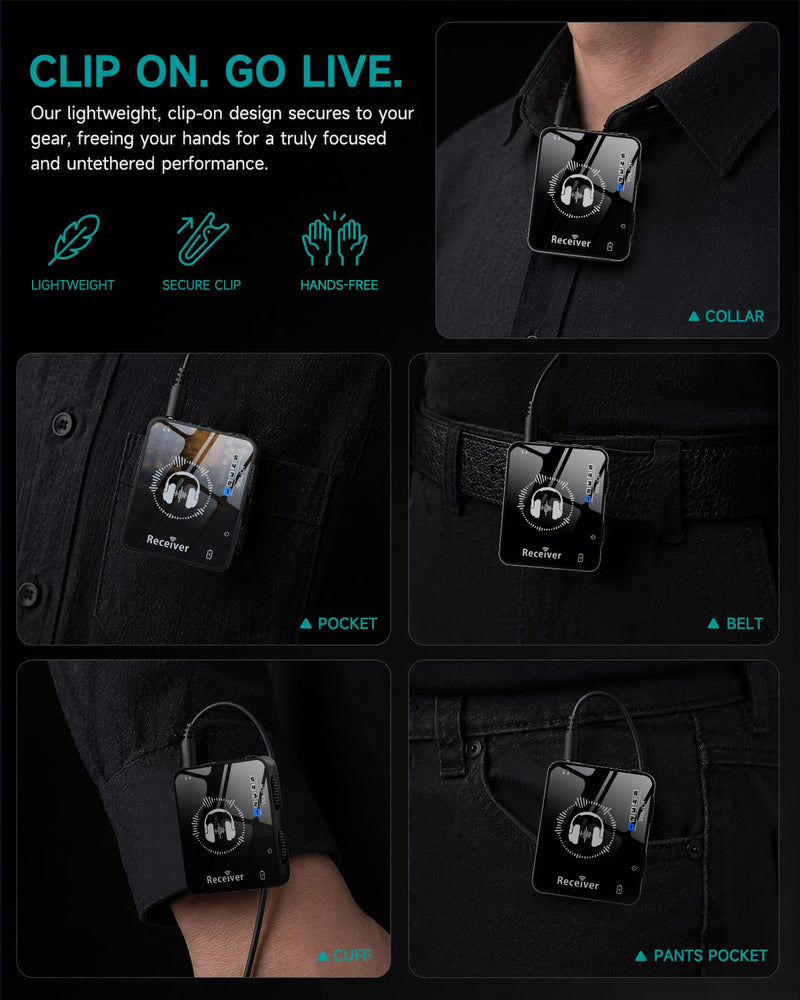 Stormee Wireless in Ear Monitor System, 2.4GHz IEM with Low Latency, 131ft Wireless Range, 10H Rechargeable Battery, Auto Pairing, Portable for Singers, Guitarists, Drummers & Live Performance