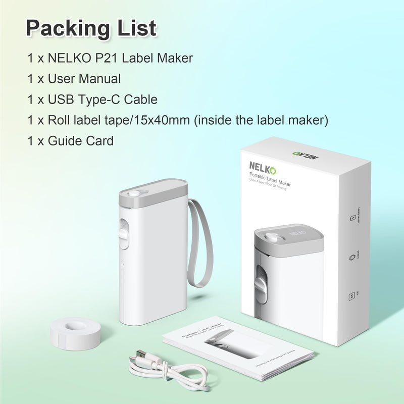 Label Maker Machine with Tape, P21 Bluetooth Label Printer, Wireless Mini Label Makers with Multiple Templates for Organizing Office Home, White