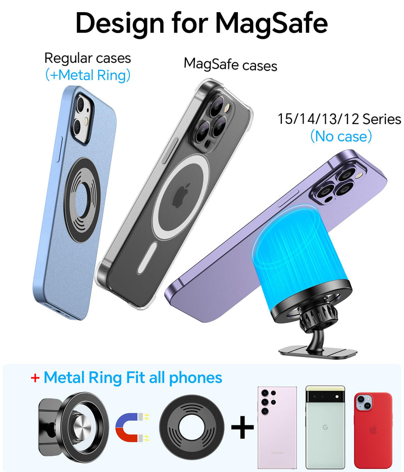 [AUSTRALIA] - for iPhone Magsafe car Mount【20 Strong Magnets】Magnetic Phone Holder for Car Dashboard【360° Rotation】Hands Free Car Phone Holder Mount Dash Fit iPhone 15 14 13 12 Pro Max Plus MagSafe Car Accessories Black 