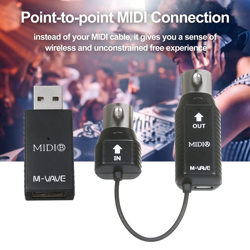 Wireless MIDI Adapter MIDI Interface Midi Cable MS1 Mini Wireless Transmission System MIDI System MIDI Wireless Adapter Plug and Play Support for Devices