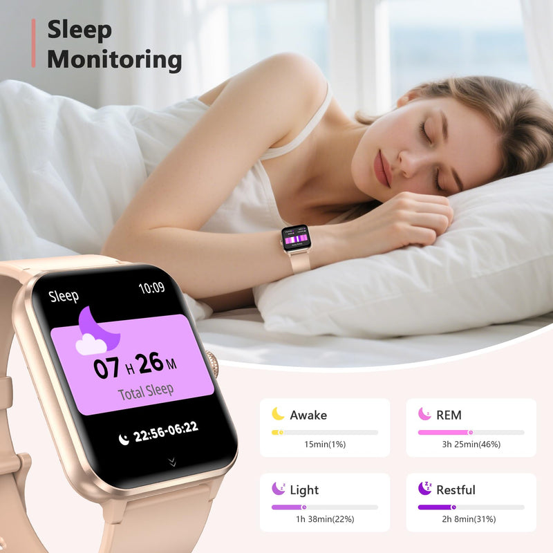 Blackview 2026 Fitness Tracker (Answer/Make Calls), 1.85'' Smart Watch for Men and Women with Heart Rate/Sleep Monitor/2 Straps, 100+ Sports Modes, IP68 Waterproof Activity Tracker for Android/iPhone